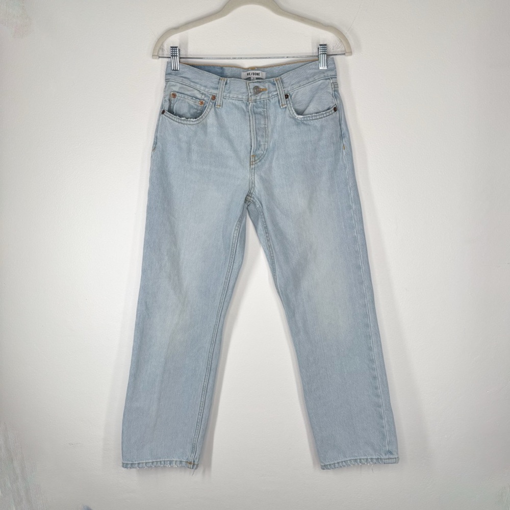 RE/DONE Easy Straight Crop Light Wash Button Fly High Rise Jeans Women’s Size 24